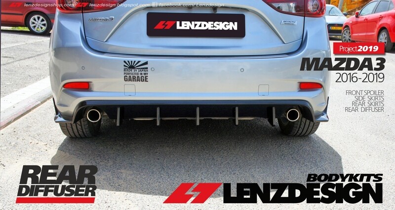 Mazda 3 BM/BN Hatchback Rear Diffuser-Rear Skirts Lenzdesign 2017-2018