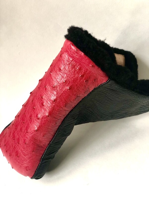 Red and Black Ostrich with Merino Wool Interior