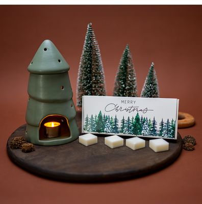 Matte Sage Green Ceramic Christmas Tree Melt Burner