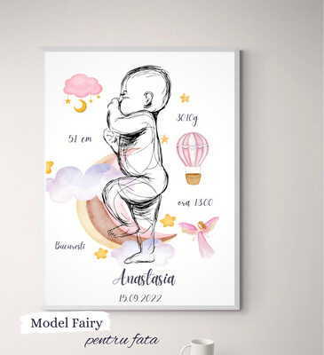 Tablou personalizat cu bebelușul tău în mărime naturală 1:1 Model Fairy / Dreamy 