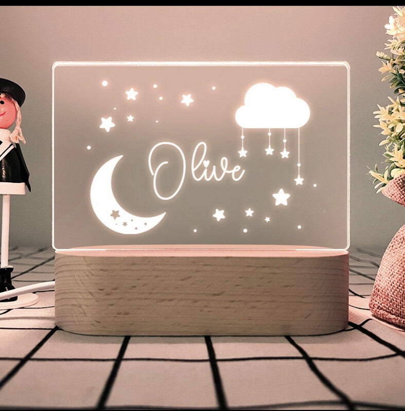 Lampă de veghe 3D pentru copii cu nume și ilustrații