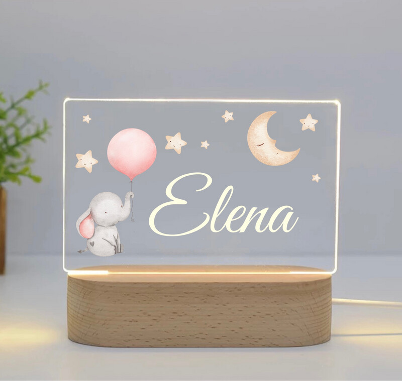 Lampă de veghe 3D pentru copii cu nume și ilustrații color