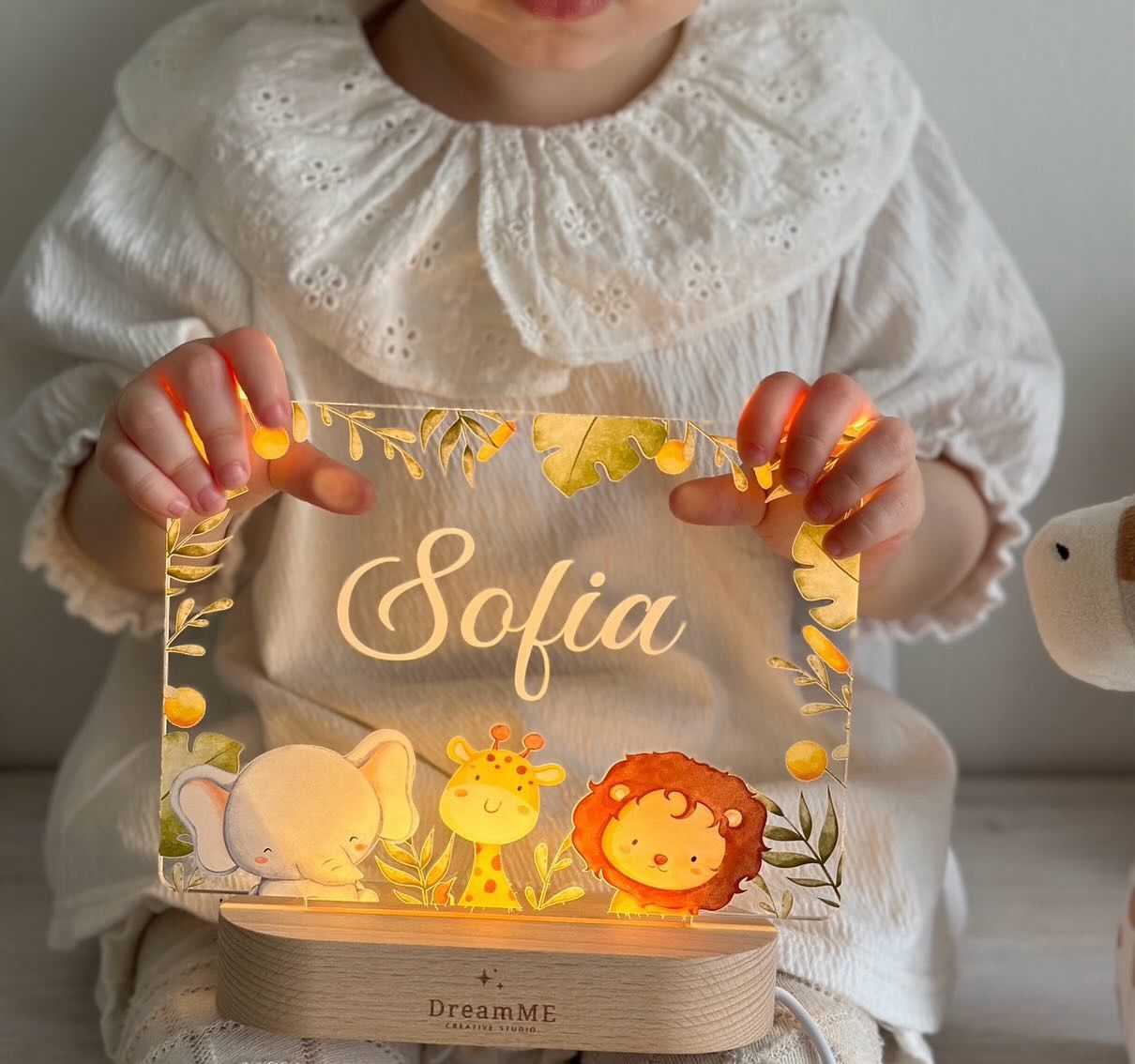 Lampă de veghe 3D “Safari” cu nume și ilustrații