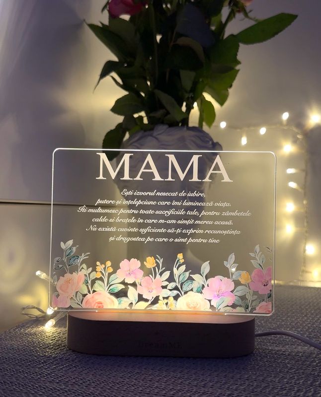 Lampă de veghe 3D - Cadou personalizat pentru mama 