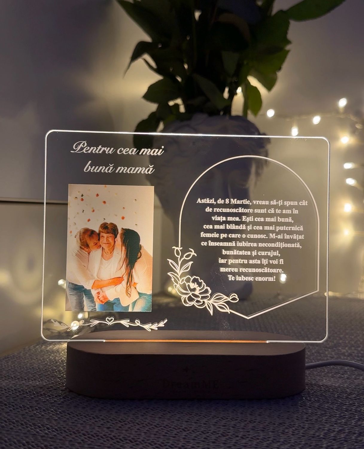 Lampă LED 3D personalizată - Cadou pentru mama 