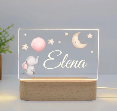 Lampă de veghe 3D pentru copii cu nume și ilustrații color