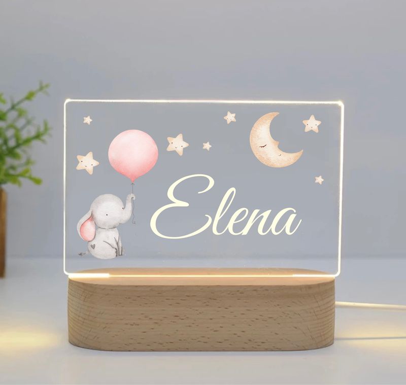 Lampă de veghe 3D pentru copii cu nume și ilustrații color