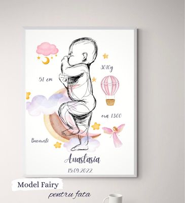 Tablou personalizat cu bebelușul tău în mărime naturală 1:1 Model Fairy / Dreamy 