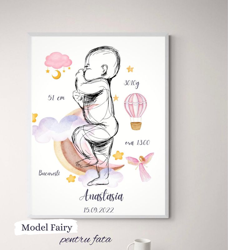 Tablou personalizat cu bebelușul tău în mărime naturală 1:1 Model Fairy / Dreamy 