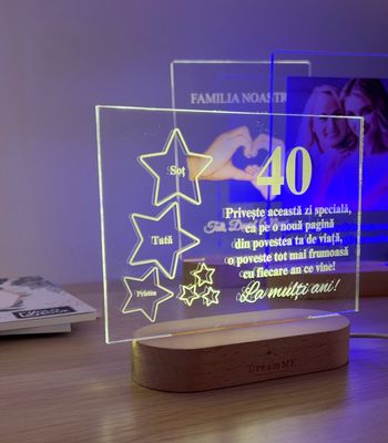 Cadou zi de naștere - Trofeu luminos LED 3D personalizat