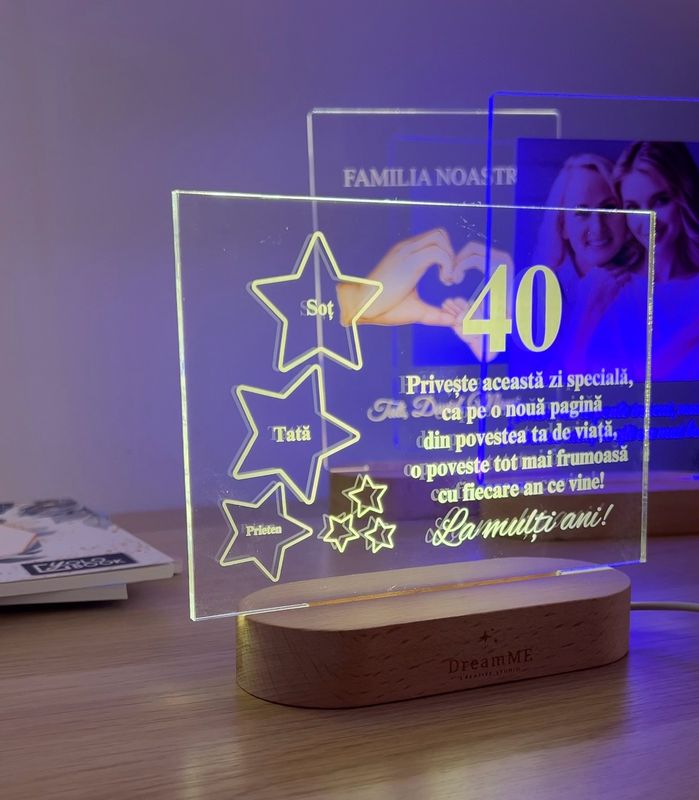 Cadou zi de naștere - Trofeu luminos LED 3D personalizat