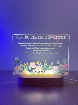 Lampă de veghe 3D personalizată cu mesaj 