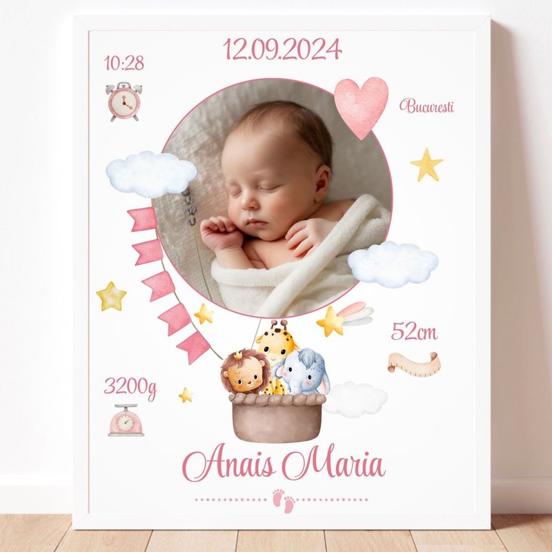Tablou personalizat cu datele nașterii 🩵🩷