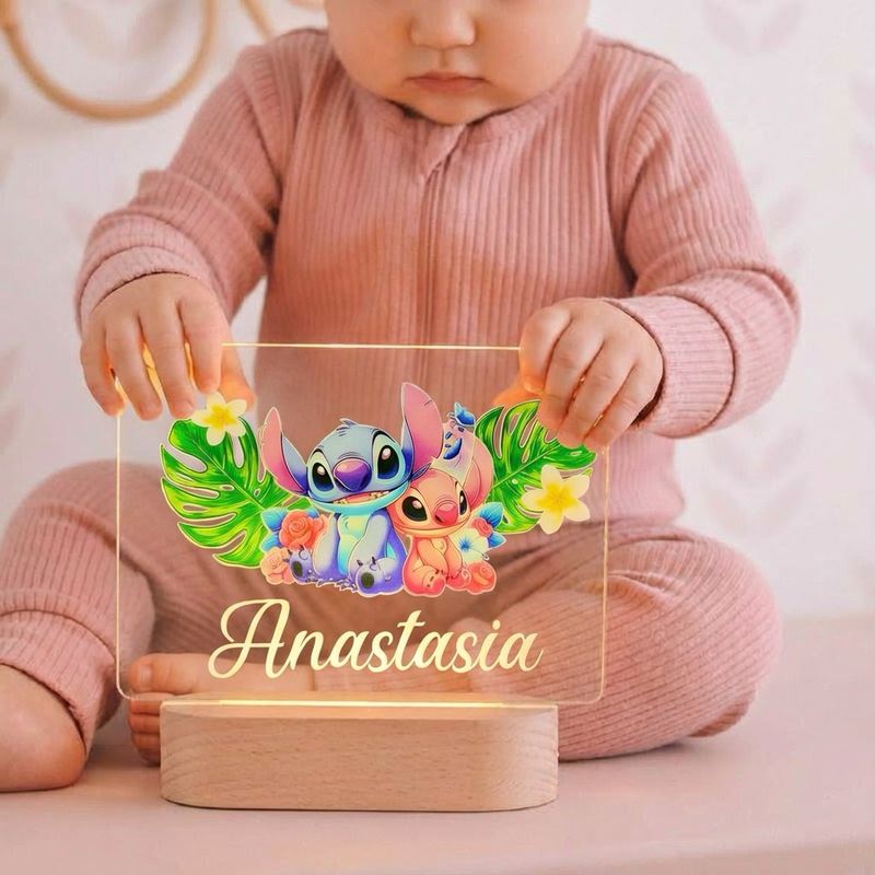 Lampă de veghe 3D “Stitch” cu nume 