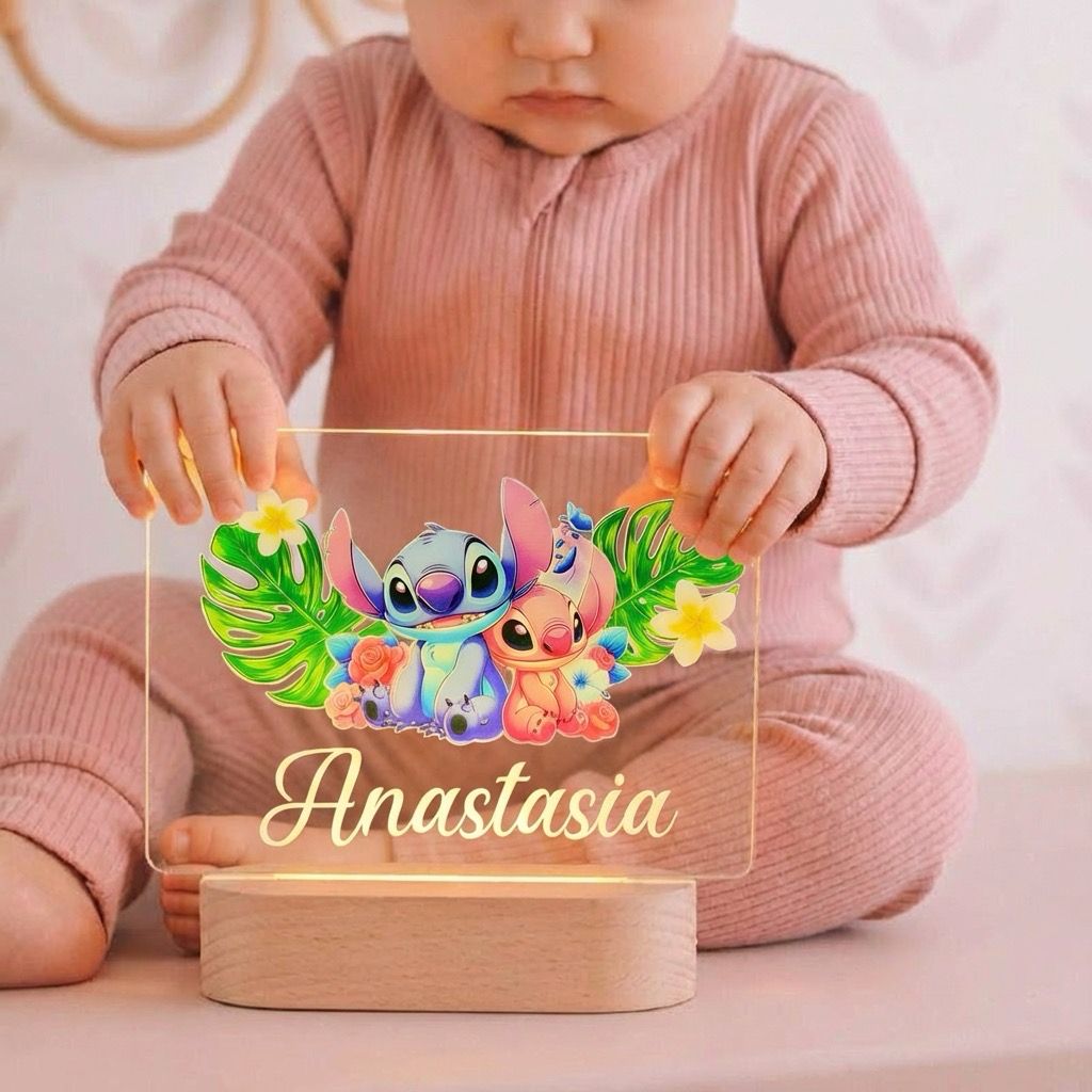 Lampă de veghe 3D “Stitch” cu nume 