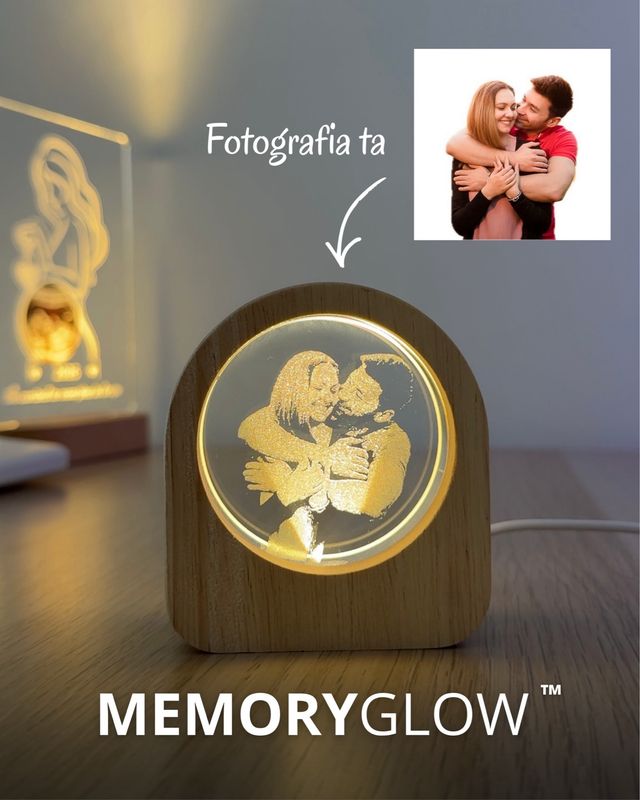 MemoryGlow™ – Lampă foto gravată personalizată