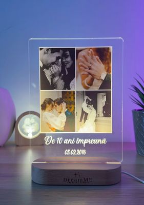 Lampă LED 4EVER ❤️ personalizată cu 4 fotografii