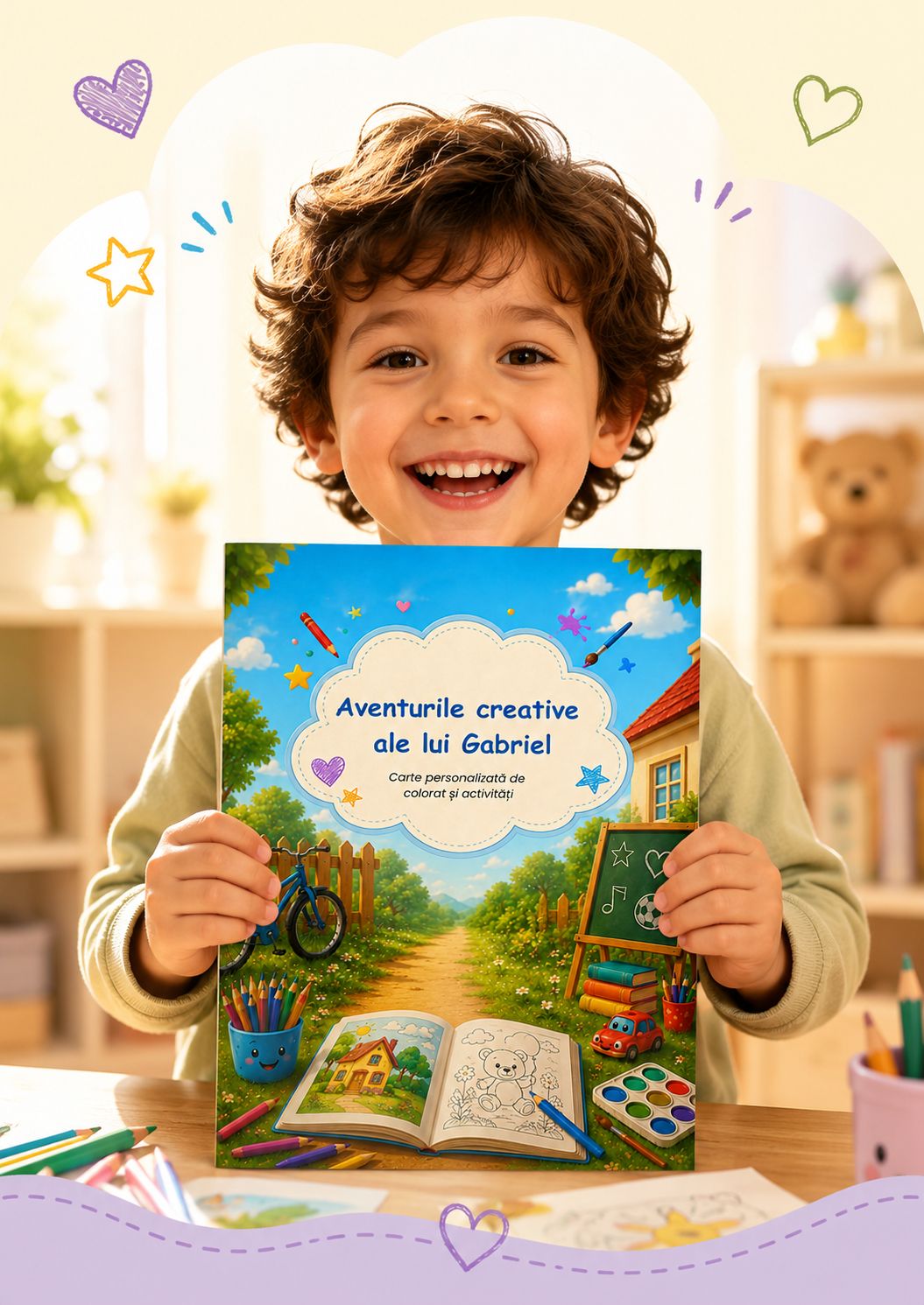 Carte de colorat personalizată cu fotografii și activități 🖍️