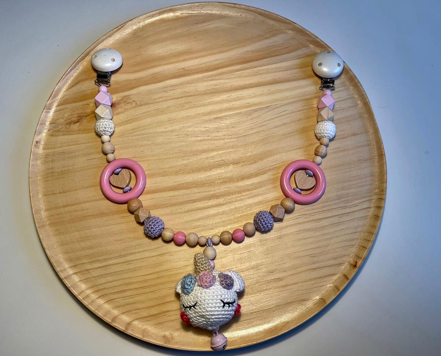 Kinderwagenkette Einhorn rosa