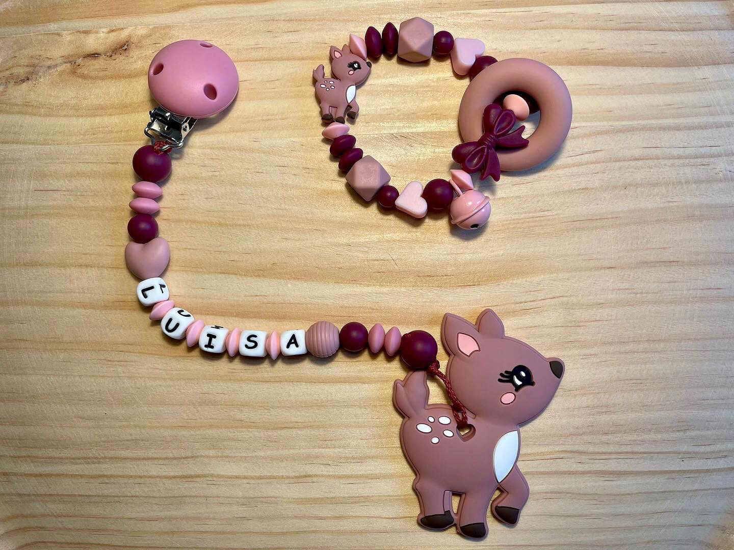 Beisskette &amp; Greifling-Set Reh blush