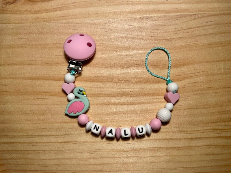 Nuggikette Silikon Schwan rosa/mint