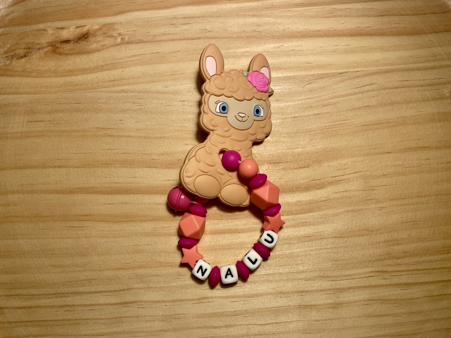 Greifling Silikon Lama apricot/pink