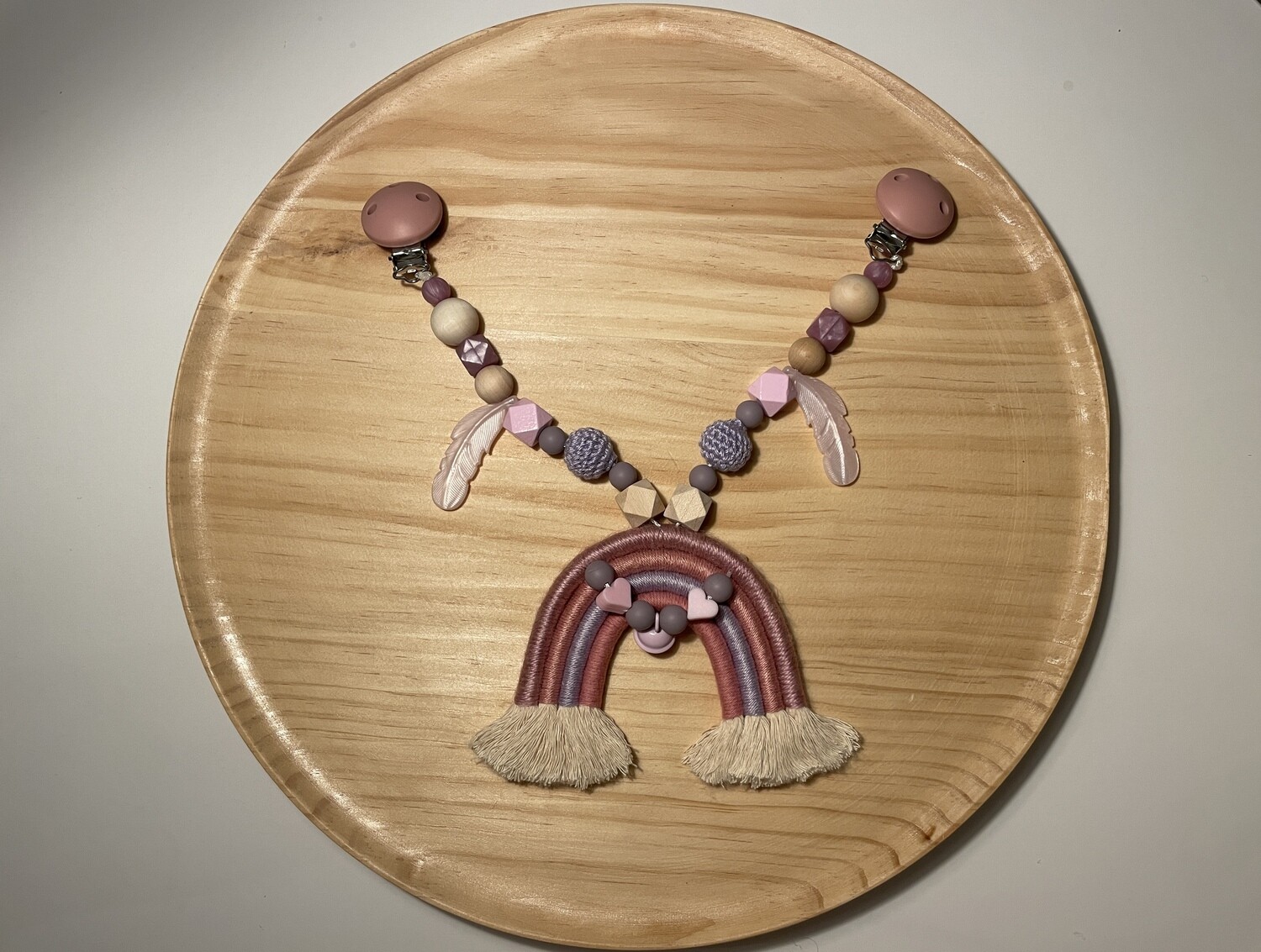 Kinderwagenkette Regenbogen rosa