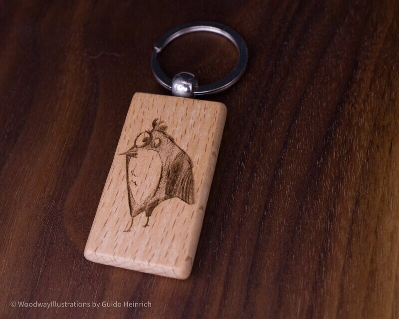 Holzschlüsselanhänger Holzschlüsselanhänger "schräger Vogel"