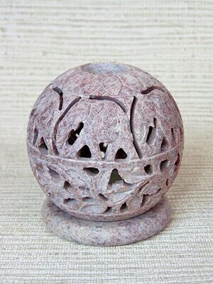 Bougeoir boule en pierre ciselée 9 cm