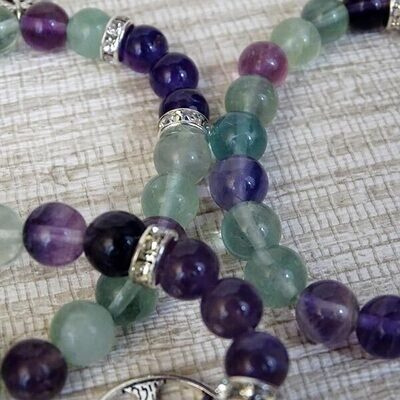 Bracelet améthyste, fluorite, arbre de vie