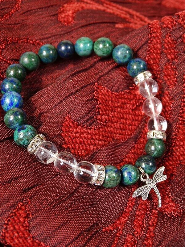 Bracelet en Chrysocolle et cristal roche