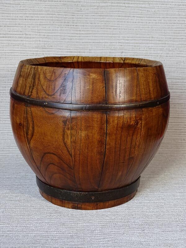 Ancien pot Chinois en bois 22 cm