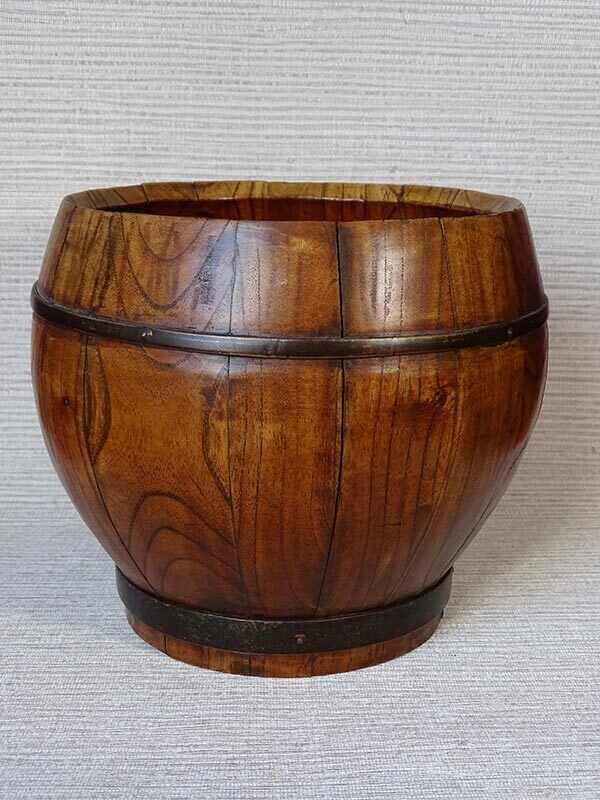 Ancien pot Chinois en bois 22 cm Ancien pot Chinois en bois 22 cm