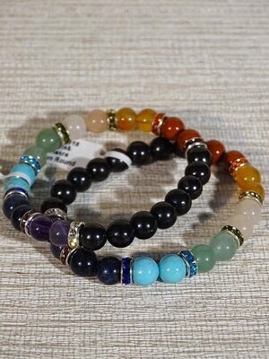 Bracelet mala 7 chakras et shungite