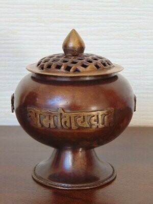 Encensoir tibétain en cuivre et laiton 14 cm