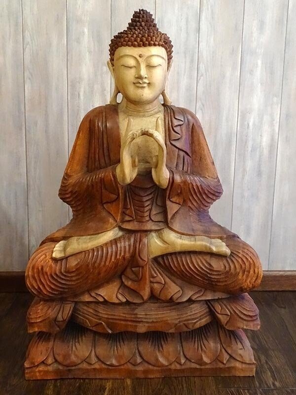 Bouddha en bois massif 85 cm