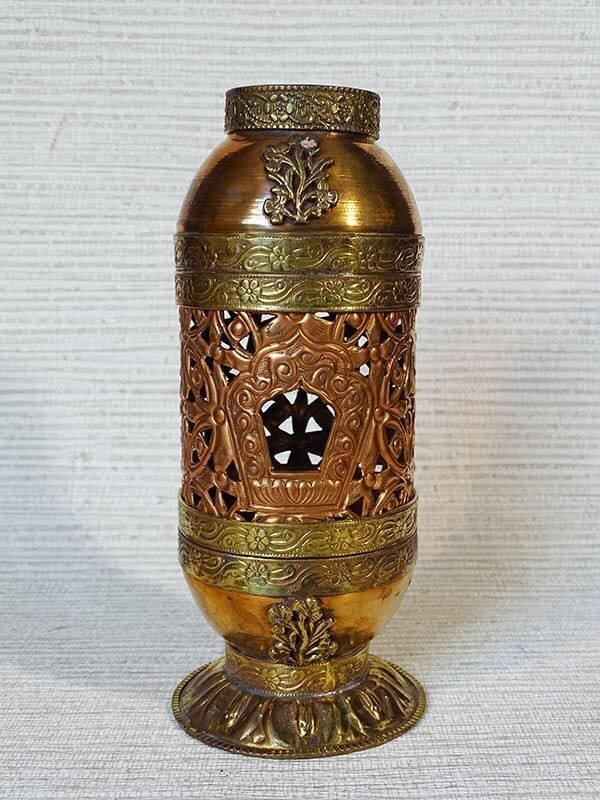 Encensoir tibétain sur pied en cuivre et laiton 21 cm