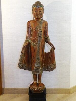 Bouddha debout en bois 115 cm
