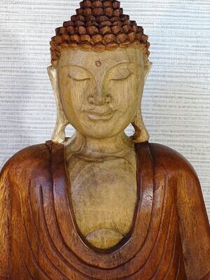 Bouddha assis en teck massif 42 cm