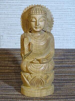 Bouddha en bois sculpté 15,5 cm