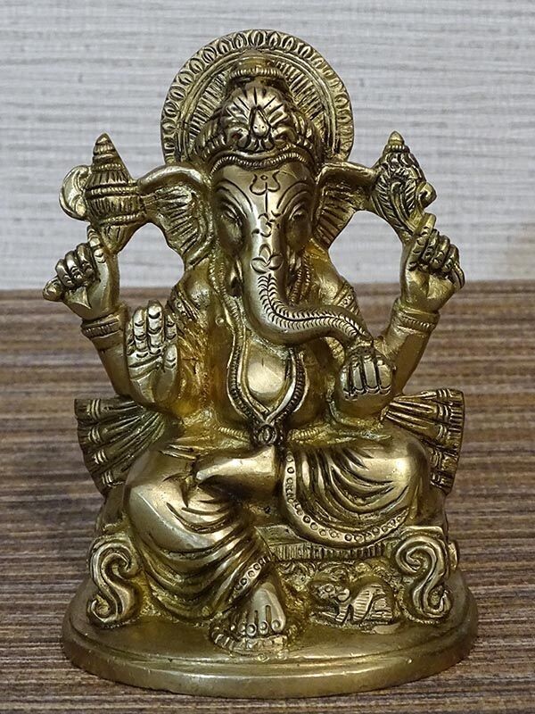 Statuette de Ganesh en bronze massif 13 cm