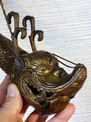 Trompe tibétaine en laiton à tête de dragon 53 cm