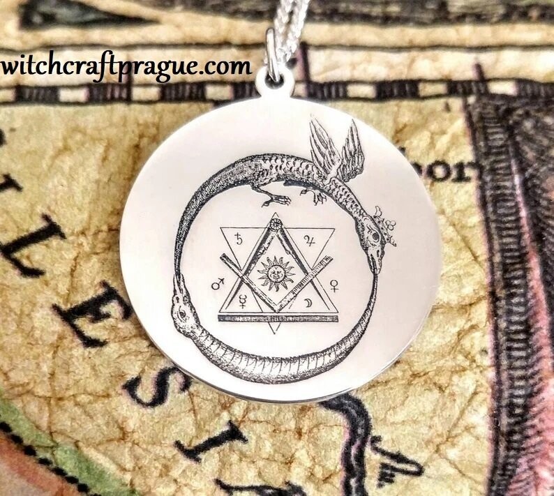 Alchemy Ouroboros dragon amulet