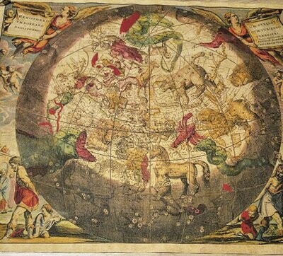 Alchemy medieval constellation map of the world