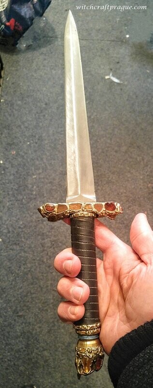 Ritual witchcraft dagger with gemstones atheme
