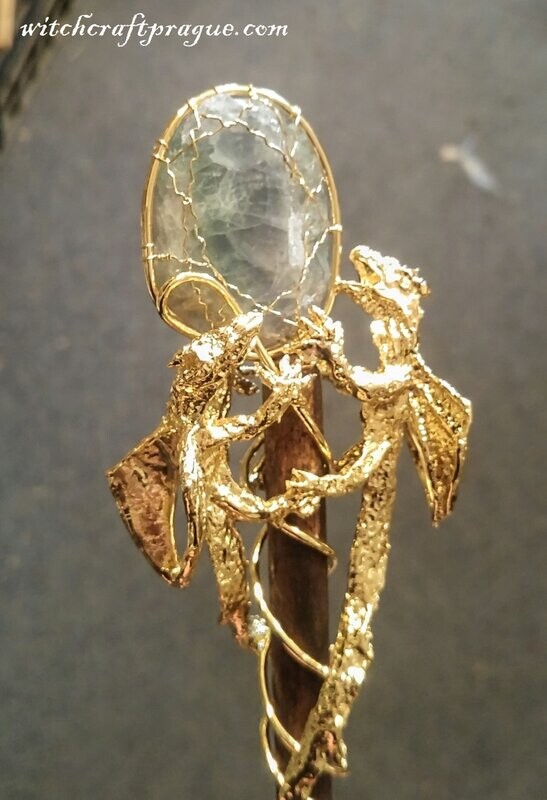 Witchcraft magic wand handmade gold plated