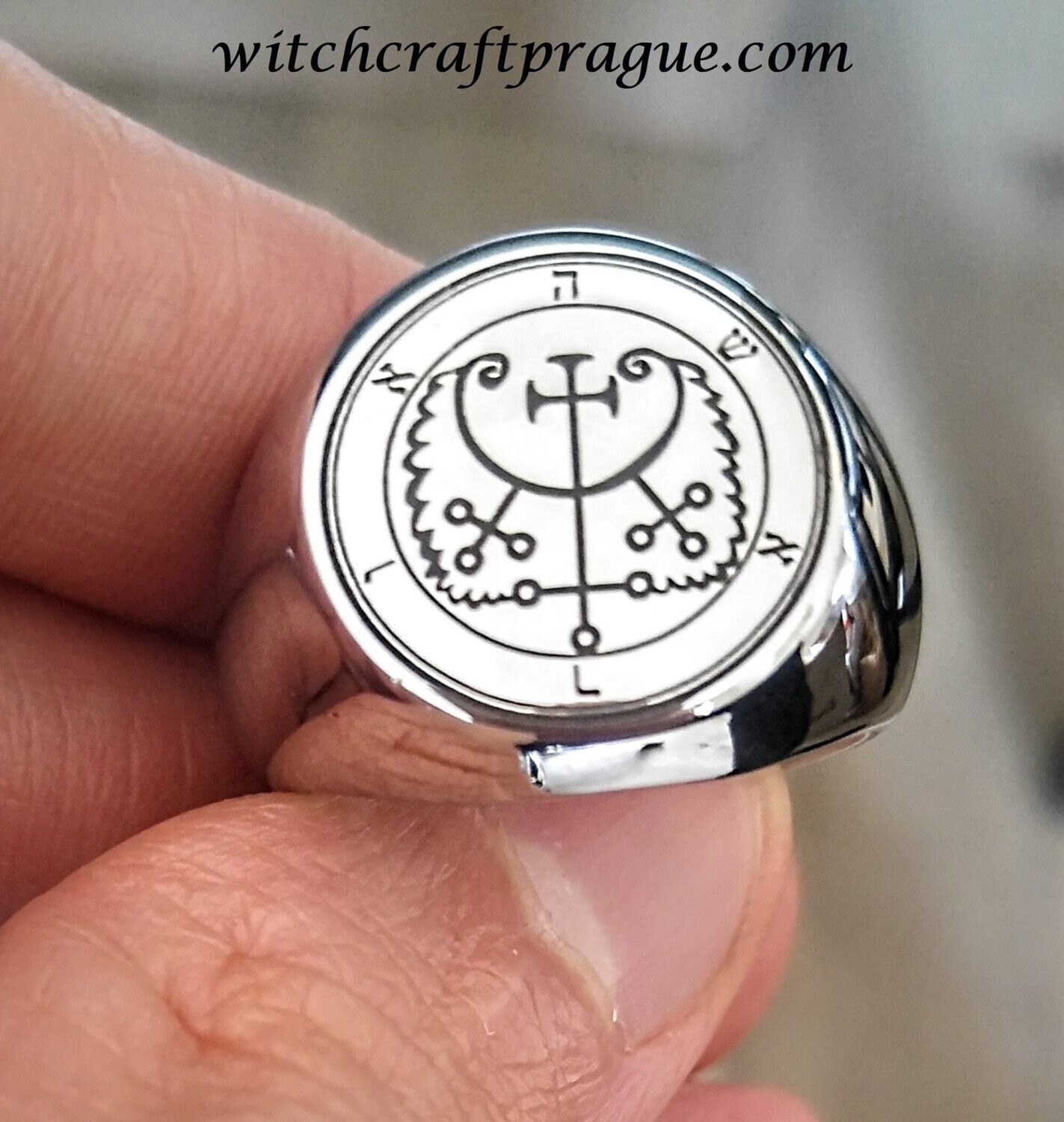 Goetia Hauras sigil ring witchcraft amulet Seal of Solomon, Material: 925 Silver