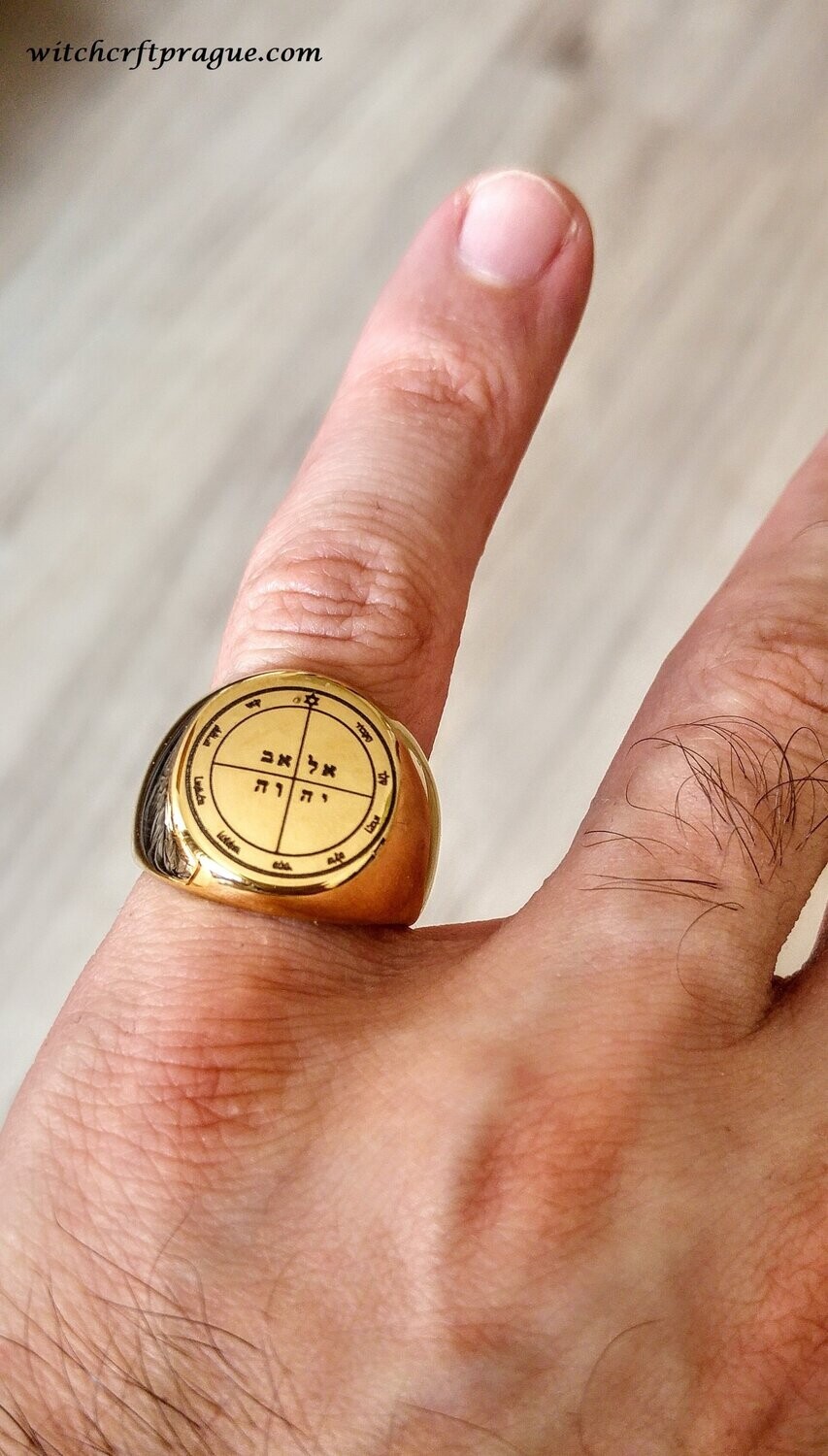 Fifth Pentacle of Mercury ring seal of Solomon, Material: Gold plated