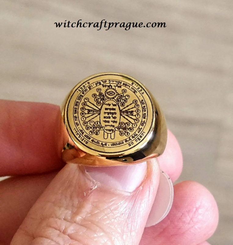 Witchcraft protection from evil amulet ring, Material: Gold plated