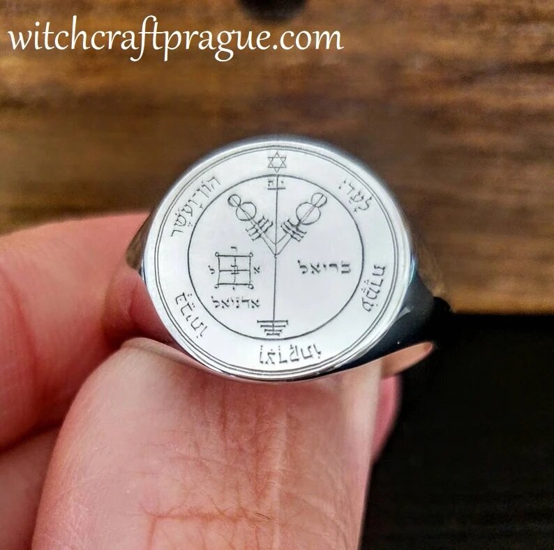 Fourth Pentacle of Jupiter ring seal of Solomon, Material: 925 Silver